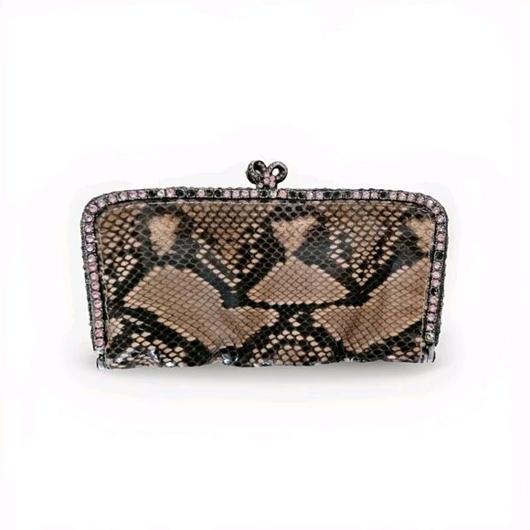 CLARA KASAVINA python‎ pink crystal clutch pochette bag Vintage - Picture 10 of 12
